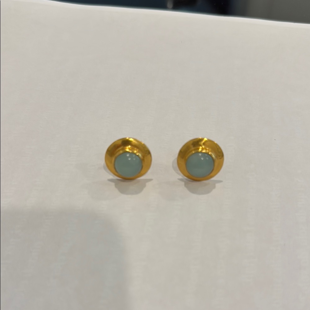 Julie Vos Gold and Aqua Chalcedony Stud Earrings
